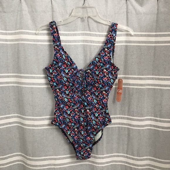 GIANNI BINI / Floral Print One Piece Bathing Suit Size S NWT - Picture 1 of 8